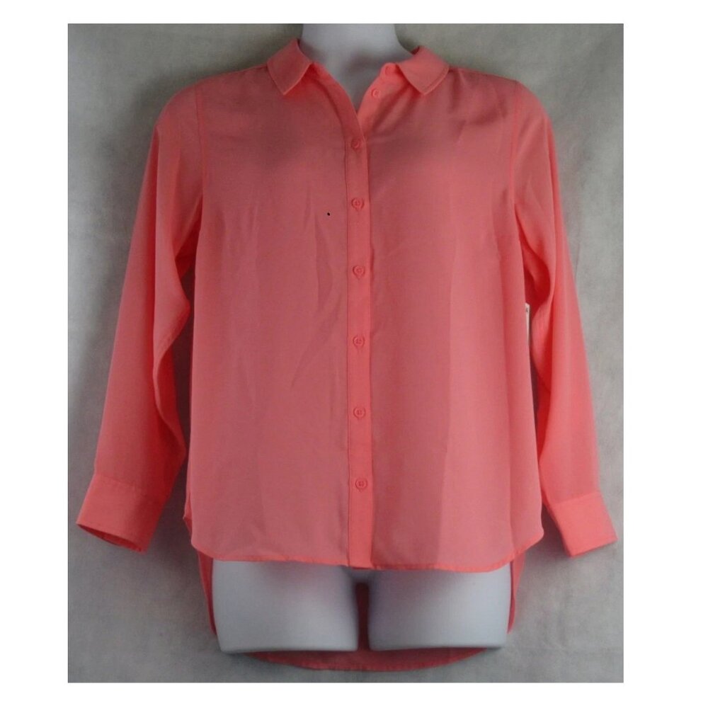 On 34th Women's Plus Size Button-Front Blouse, Salmon Rose, 0X
